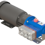 electric pump with hydraulically actuated balanced diaphragms