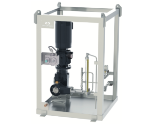 scalable, modular electric plunger pump package with variator, vertical motor, and stainless frame