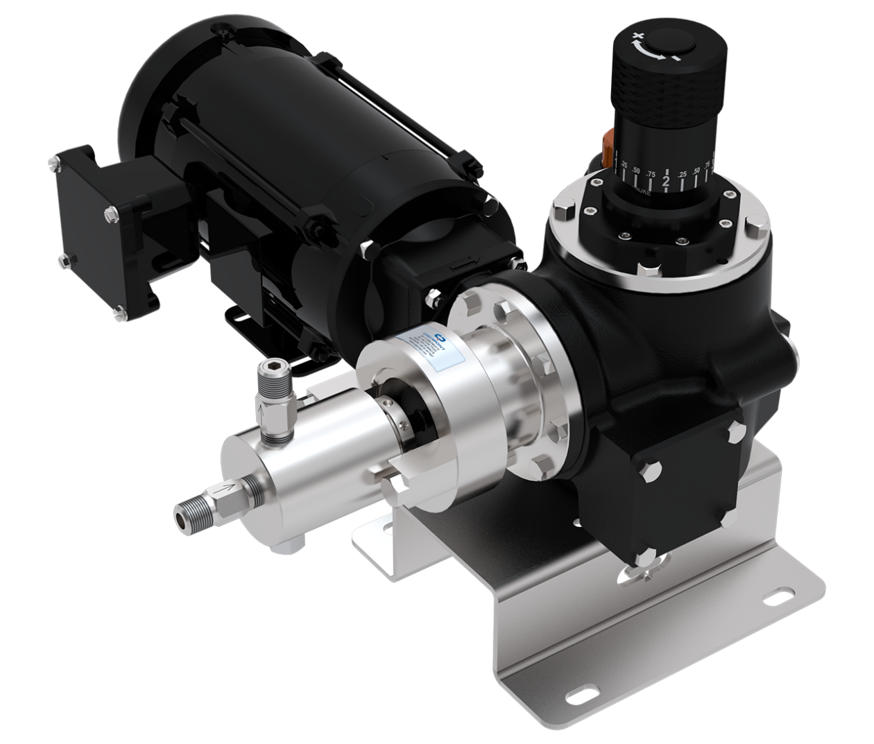 electric plunger pump with horizontal motor and manual flow control