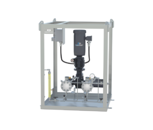 diaphragm pump package with variator, stainless steel frame, gauge meter, and calibration gauge