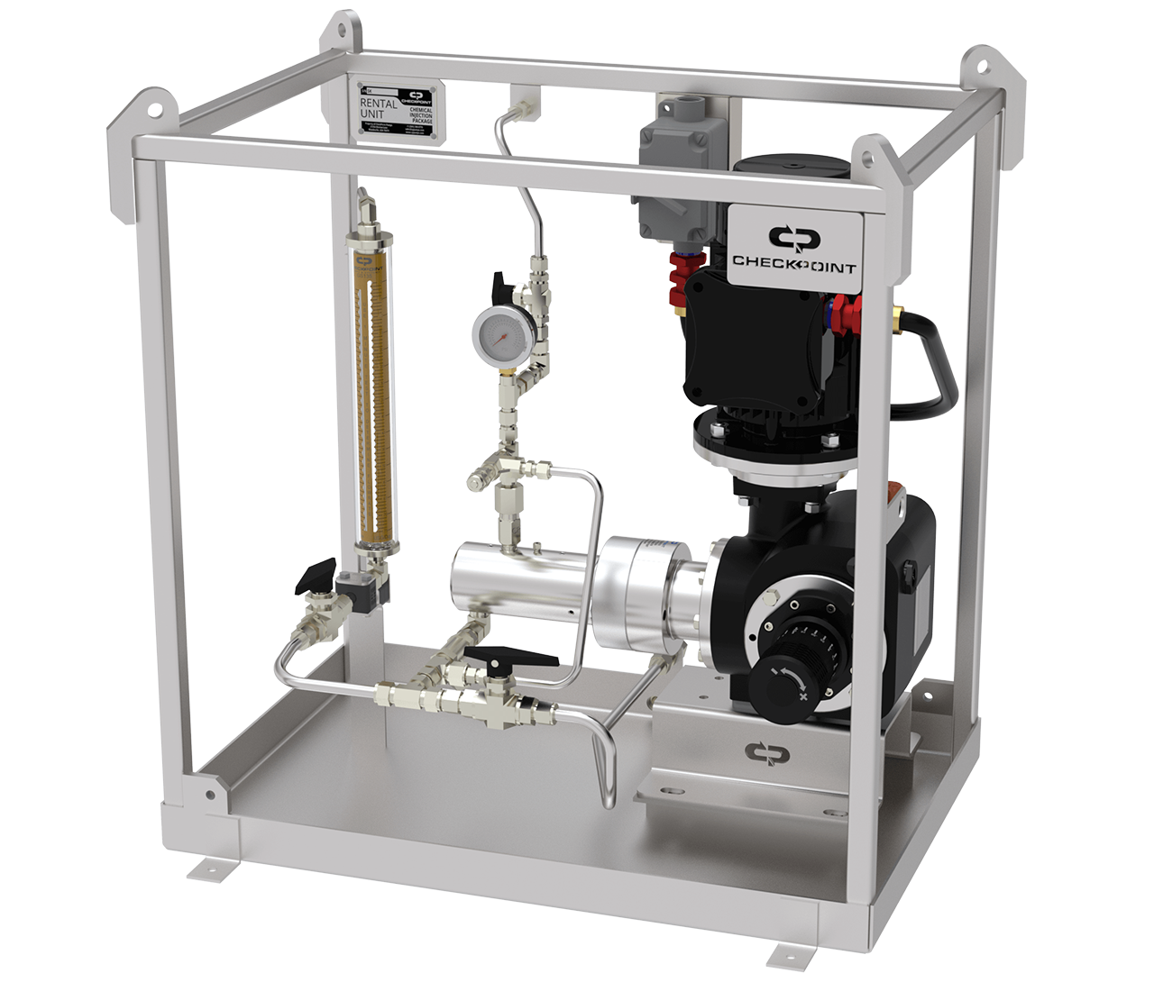 electric leakless plunger pump package with stainless steel frame
