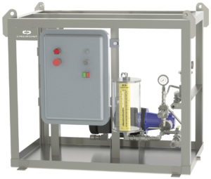 electric nonmetallic diaphragm pump with stainless steel frame and control panel