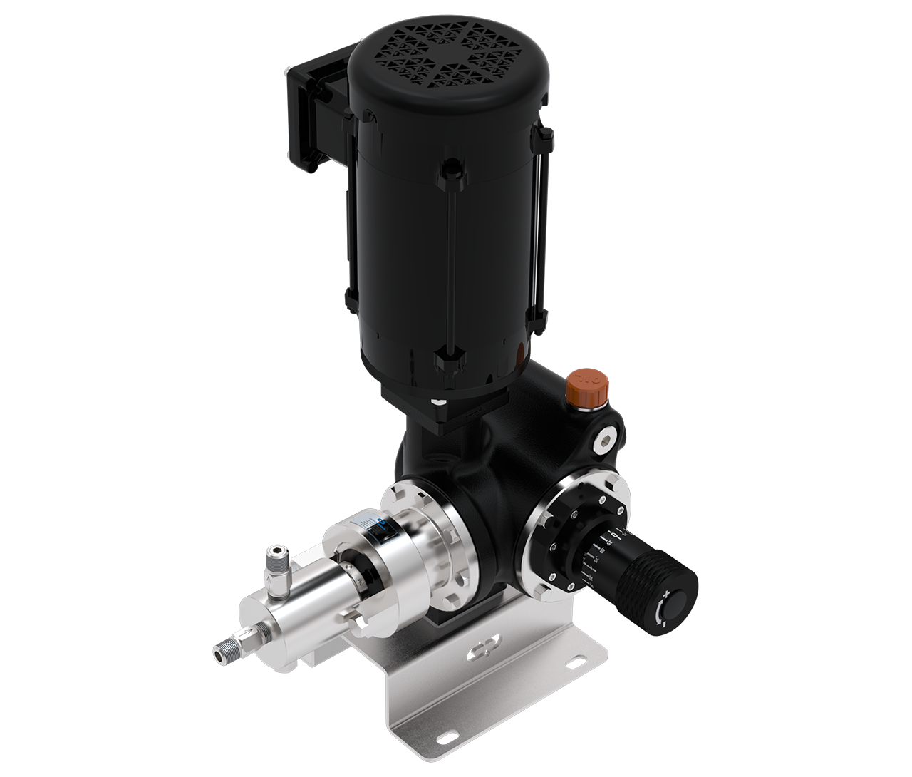 electric plunger pump with vertical motor and manual flow control